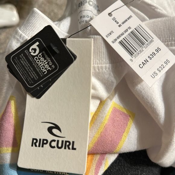 NWT Rip Curl Glow Heritage Crop Tee White Size Small Surfer Skate Shirt MSRP $33 - Picture 7 of 8